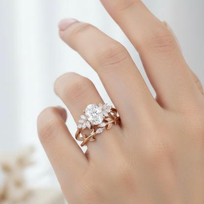 1.40 Ct Oval Lab-Grown Diamond Engagement Ring Set in Gold