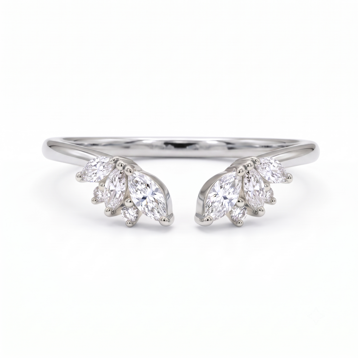 0.300 ct Marquise & Round Cut Lab Grown Diamond Open Curved Wedding Band