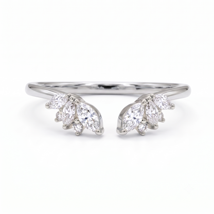 0.300 ct Marquise & Round Cut Lab Grown Diamond Open Curved Wedding Band