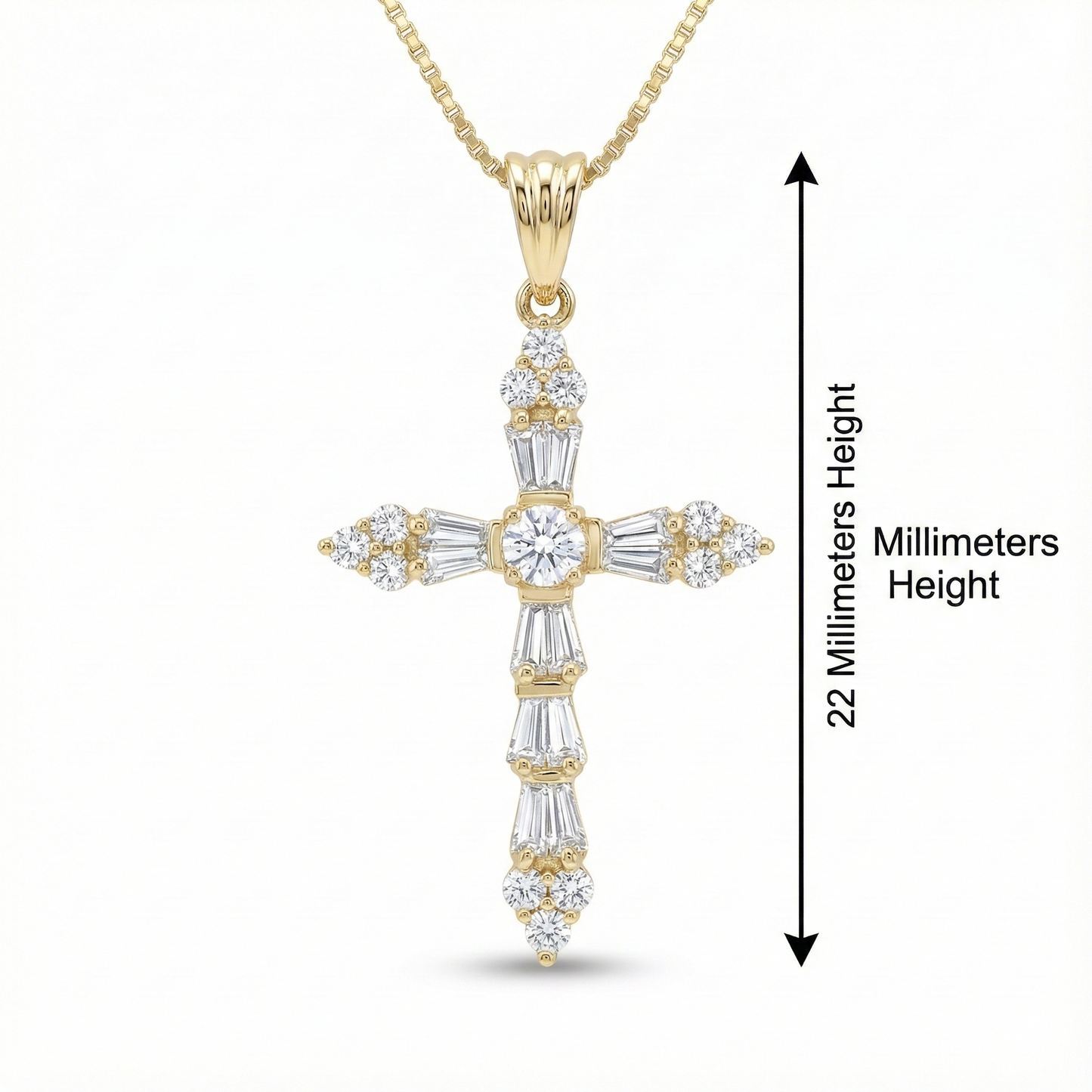 .37 Carat Moissanite Cross Pendant Necklace – Solid 14K Gold