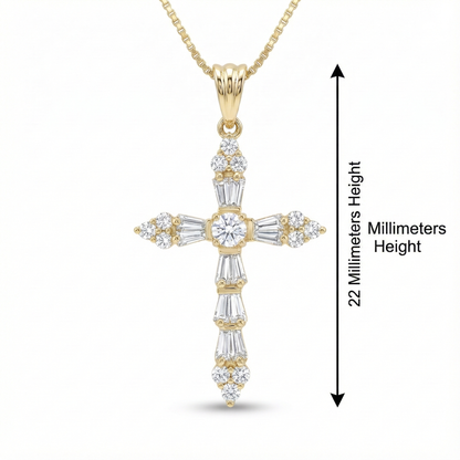 1.37 Carat Lab-Grown  Cross Pendant Necklace – Solid 14K Gold