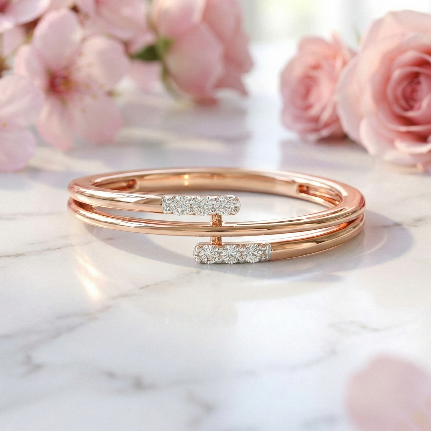 0.060 Ct Lab-Grown Diamond Wedding Band – 14K Open Band