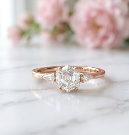 hexagon cut engagement ring​

