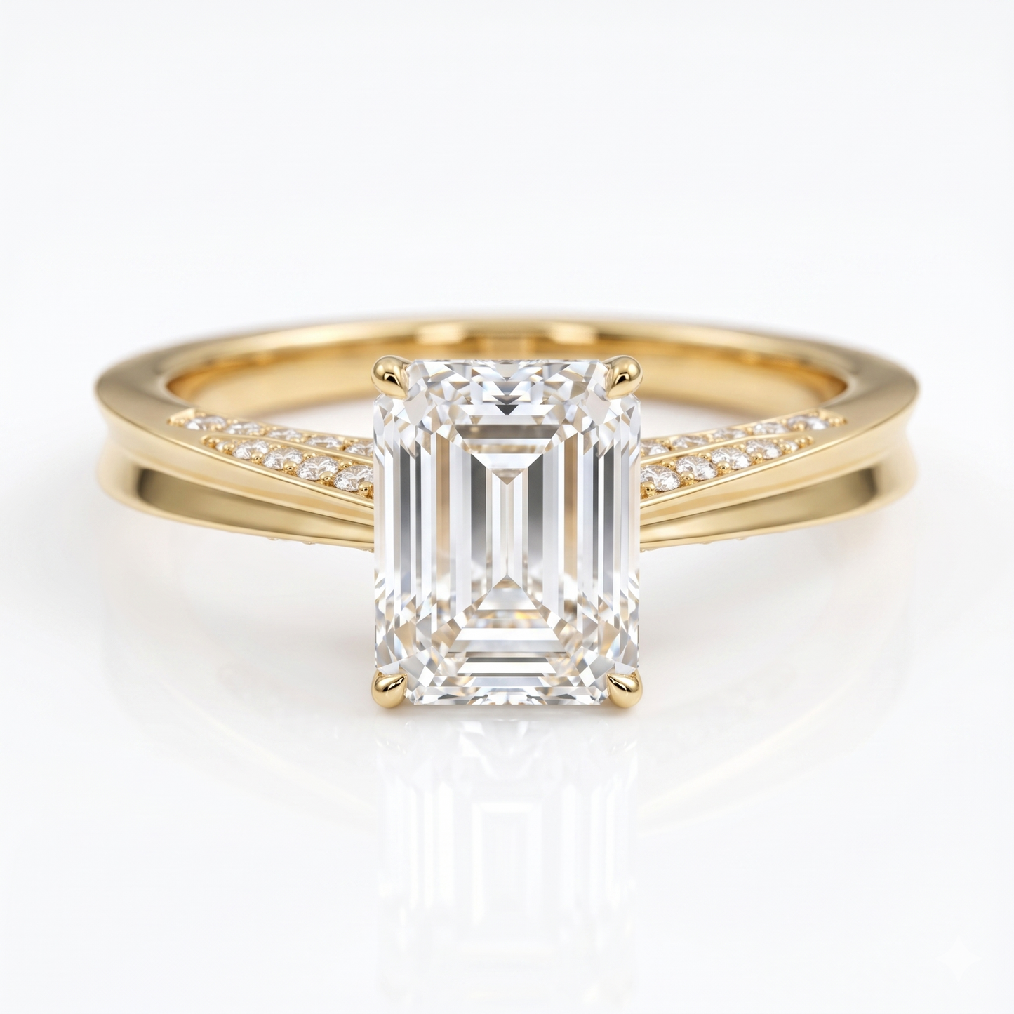 1.00ct Emerald cut Natural Diamond Solitaire Engagement Ring