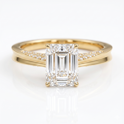 1.00ct Emerald cut Natural Diamond Solitaire Engagement Ring