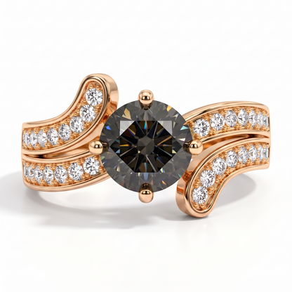 1.150ct Round Cut Lab Grown Black Diamond Engagement Ring