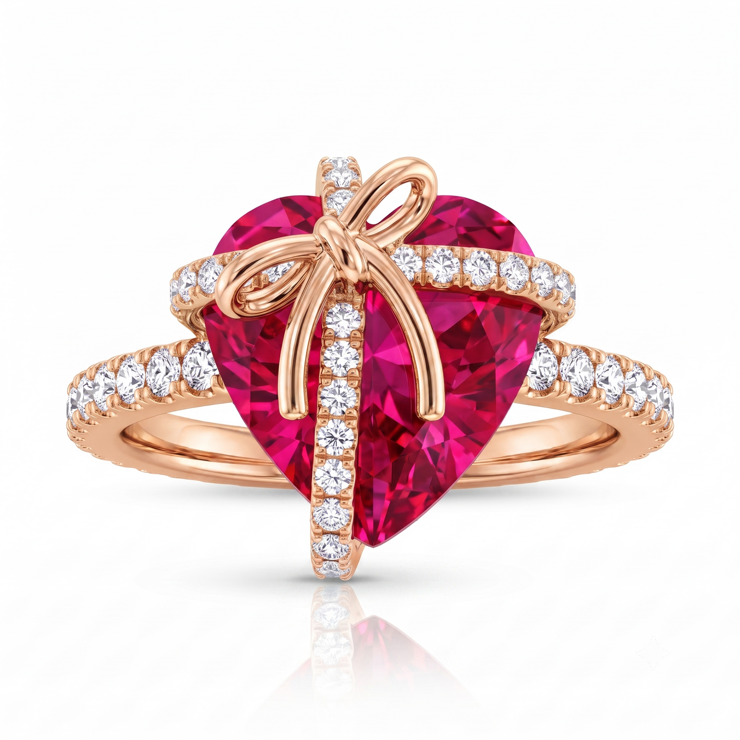 8.0mm Heart Cut Pink Sapphire Wedding Anniversary Ring