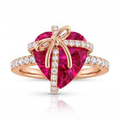 8.0mm Heart Cut Pink Sapphire Wedding Anniversary Ring