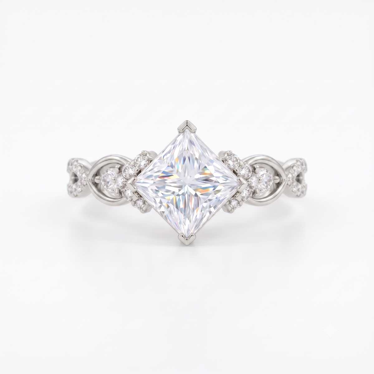 1 ct Princess Lab Diamond Twist Engagement Ring