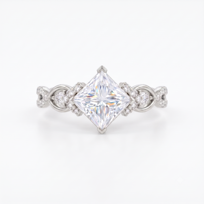 1 ct Princess Lab Diamond Twist Engagement Ring