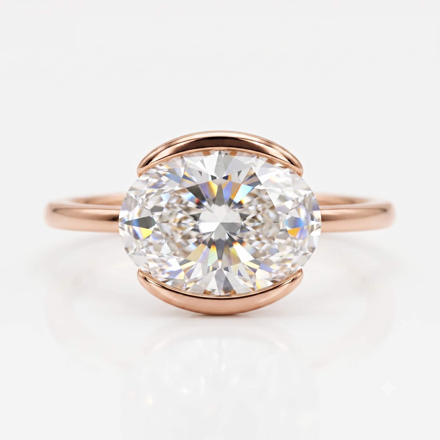 1.25 ct Oval Lab-Grown Ring -  Bezel Set Solitaire Engagement