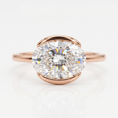 1.25 ct Oval Lab-Grown Ring -  Bezel Set Solitaire Engagement