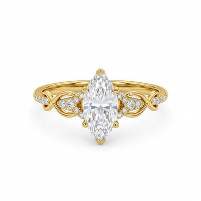 1.00ct Marquise Lab Grown Diamond Engagement Ring • Vintage Twist White Gold Ring