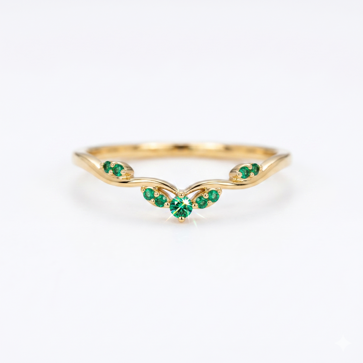 0.100ct Green Emerald Cluster Wedding Ring