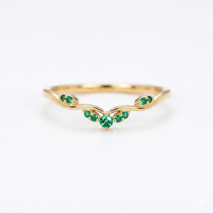 0.100ct Green Emerald Cluster Wedding Ring