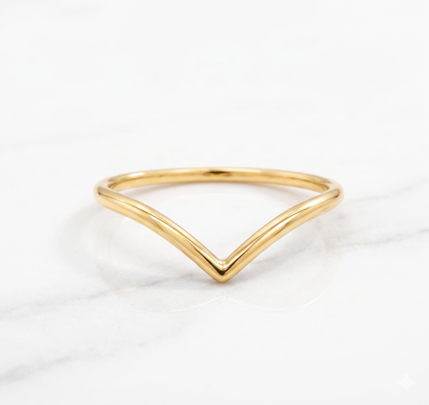 Simple Curved Wedding Band – 14K Yellow Gold Chevron Ring