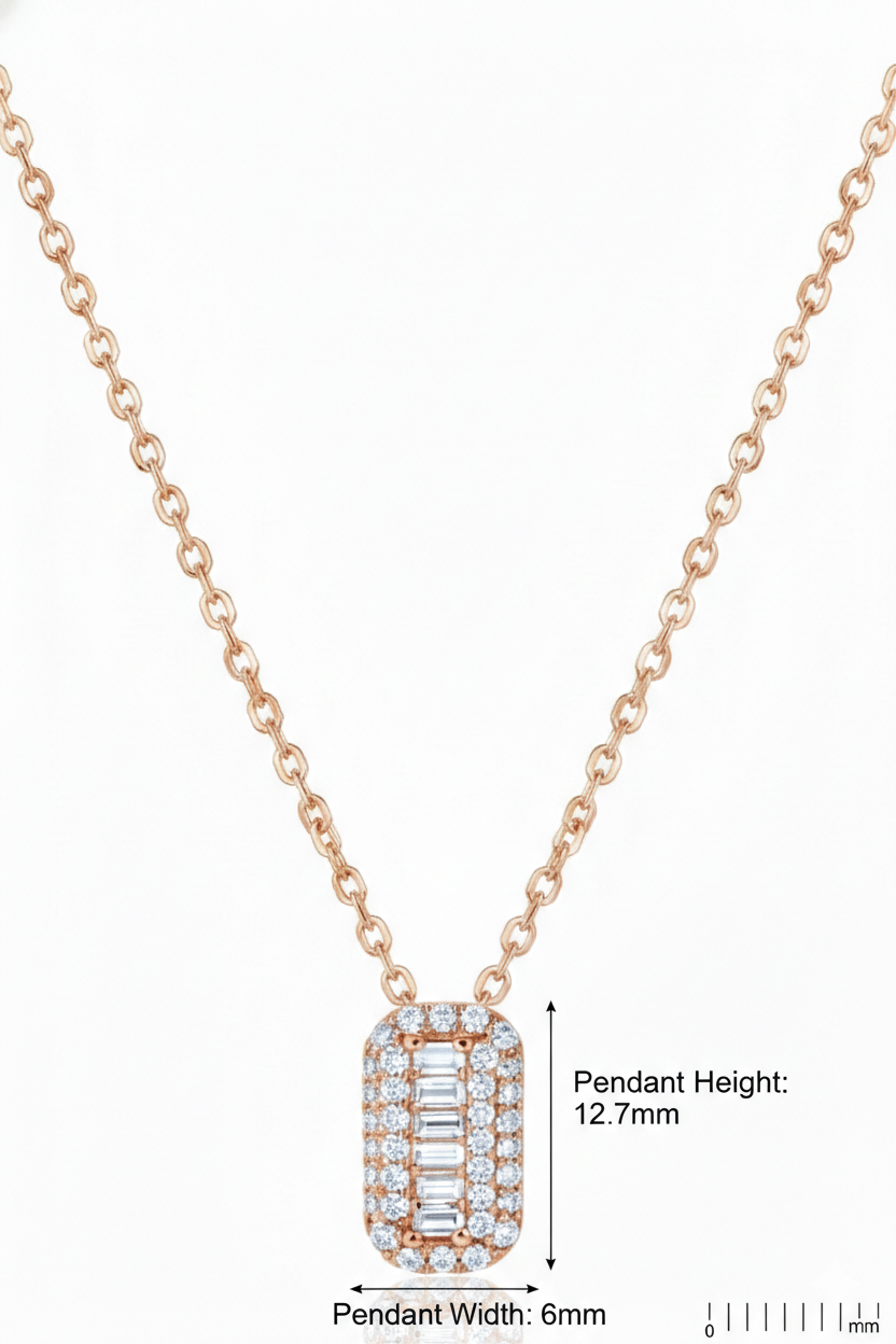 0.400 Ct Baguette Lab-Grown Diamond Pendant Necklace