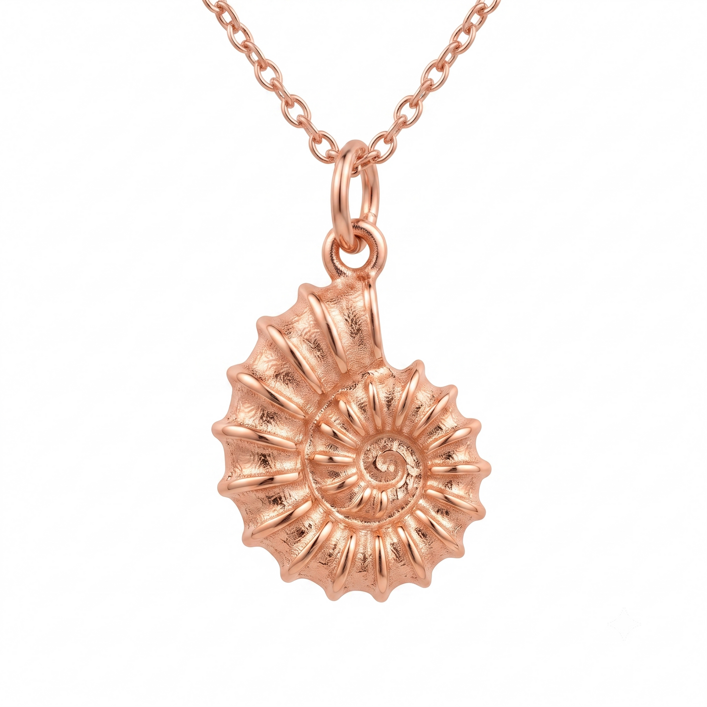 14K Gold Nautilus Shell Necklace - Spiral Shell Pendant