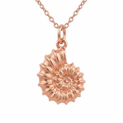 14K Gold Nautilus Shell Necklace - Spiral Shell Pendant
