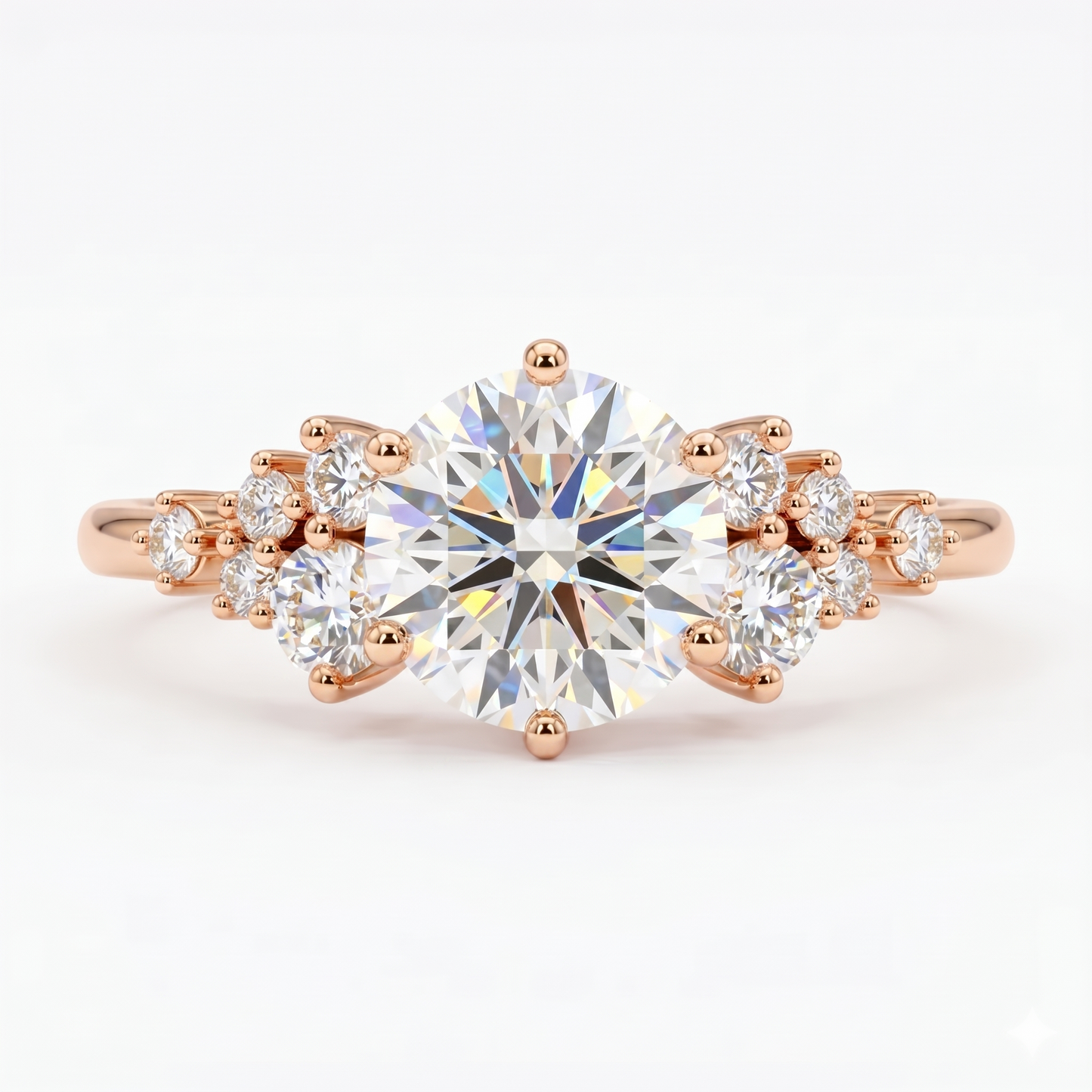 1CT Round Natural Diamond engagement ring, Unique White gold engagement ring