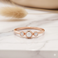 14K Solid Gold Pearl Lab Grown Diamond Ring • Dainty Stacking Ring