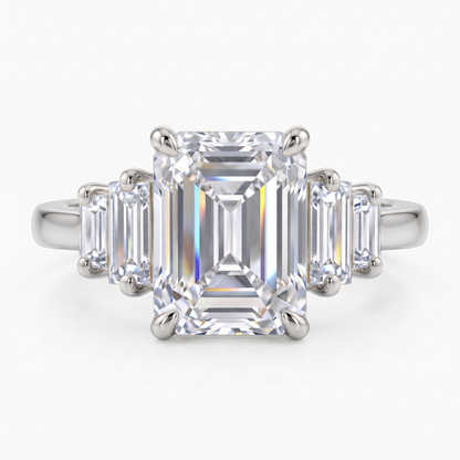 1.00 ctw 14k Gold Emerald Cut Lab-Grown Diamond Three Stone Engagement Ring