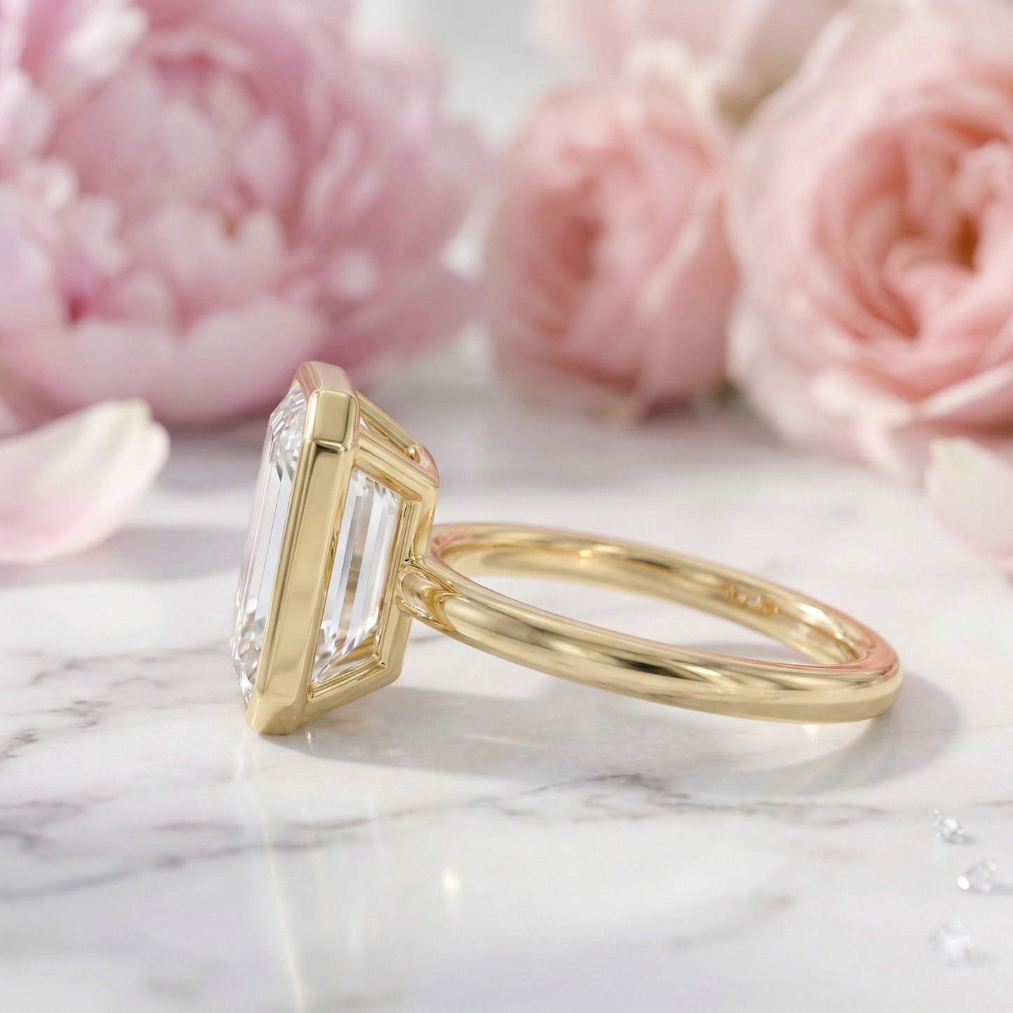 2 CT Emerald Cut Lab Diamond Bezel Engagement Ring