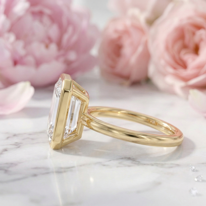 2 CT Emerald Cut Lab Diamond Bezel Engagement Ring