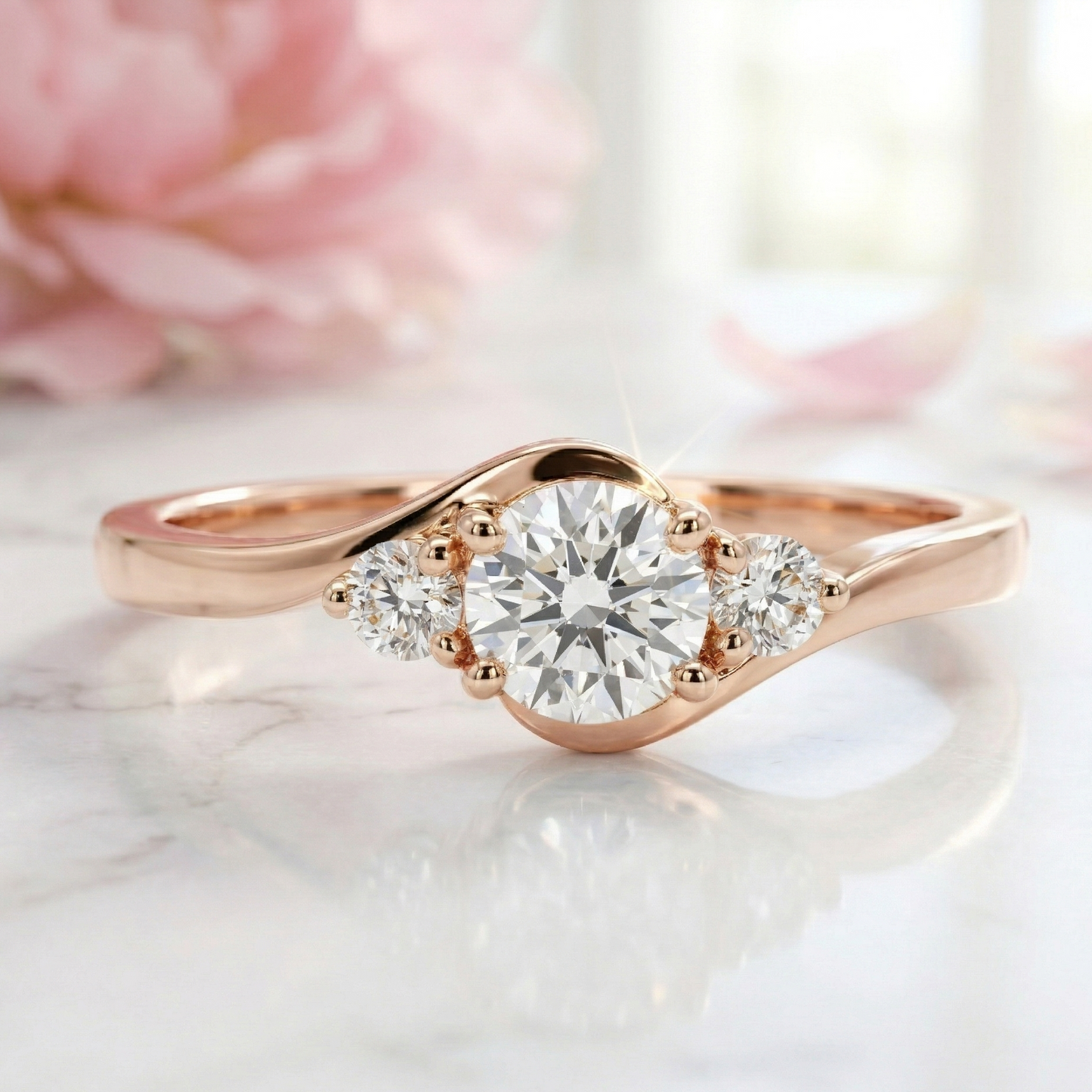 1.400ct Round Lab Grown Diamond Three Stone Engagement Ring