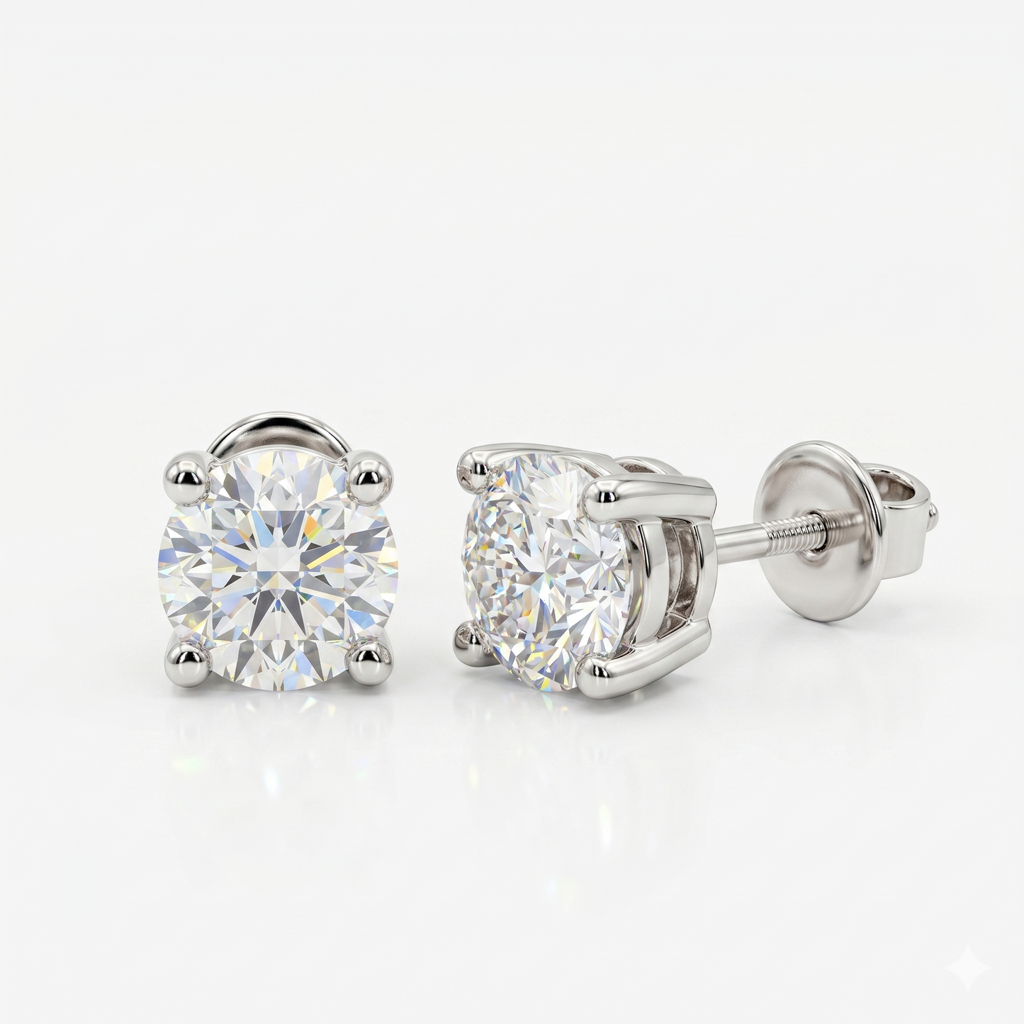 1.00ct Lab Grown Diamond Stud Earrings, Round Solitaire Diamond Earrings