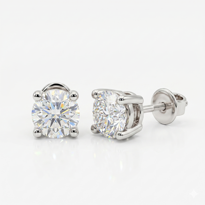 1.00ct Lab Grown Diamond Stud Earrings, Round Solitaire Diamond Earrings