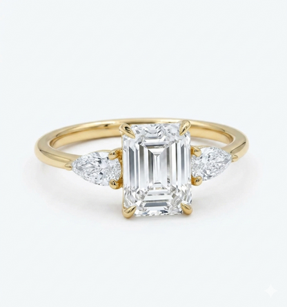 2.10ct Emerald Lab Diamond 3‑Stone Ring – Amavida Jewels