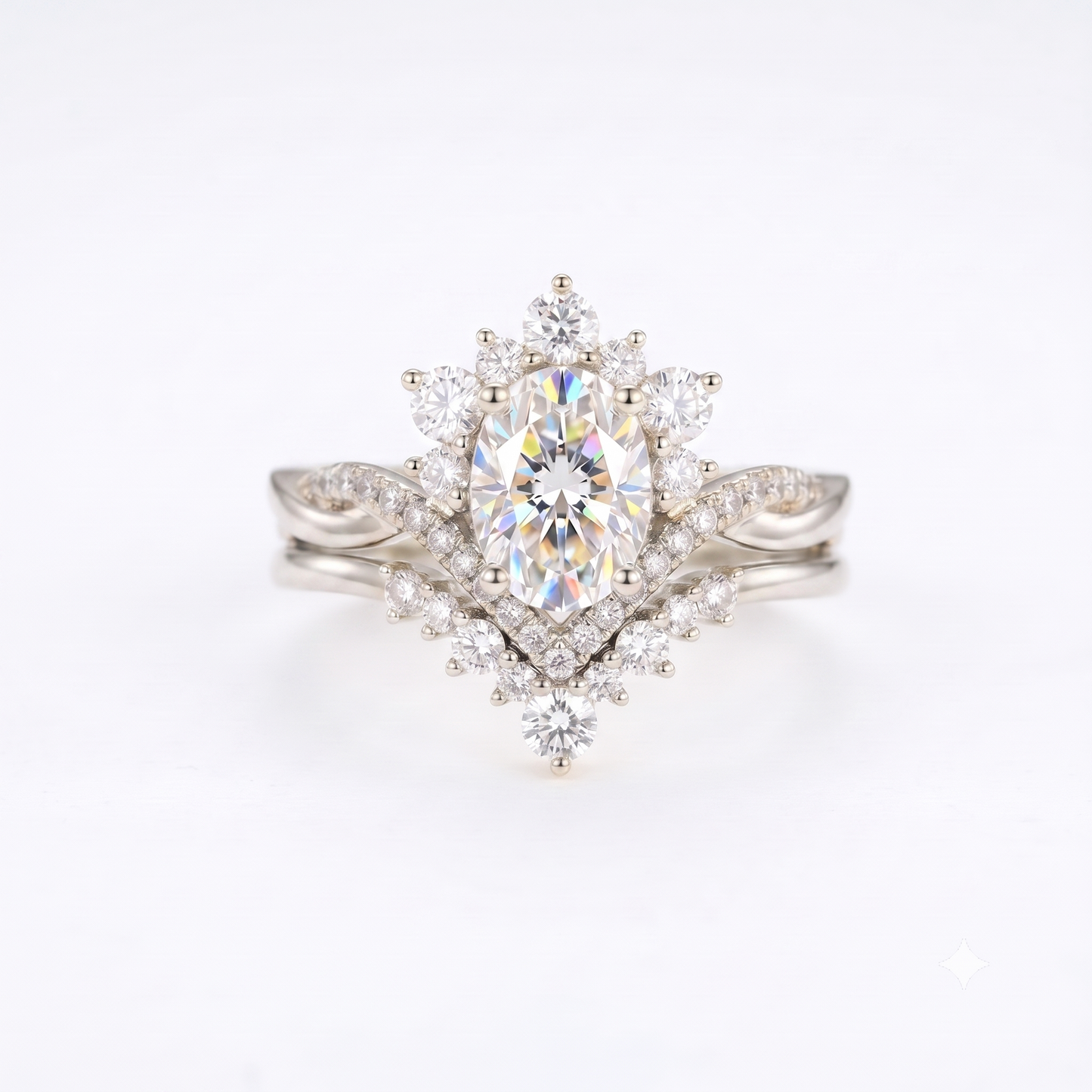 2.00ct Oval Cut Natural Diamond Engagement Ring Set