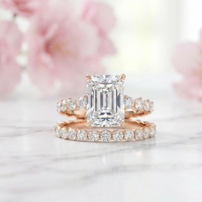 3.80 CT Emerald Lab Grown Diamond Ring Set