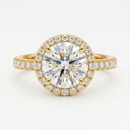 1.50tw Round Cut Halo Lab-Grown Engagement Ring