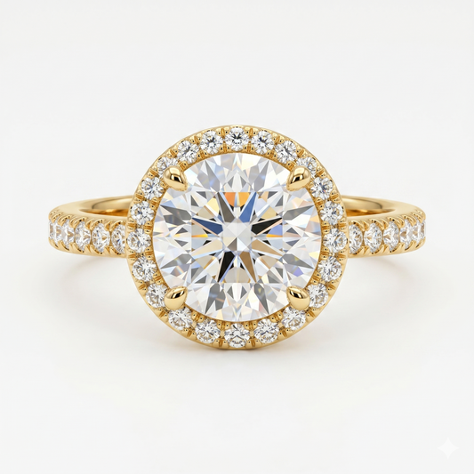 1.50tw Round Cut Halo Lab-Grown Engagement Ring