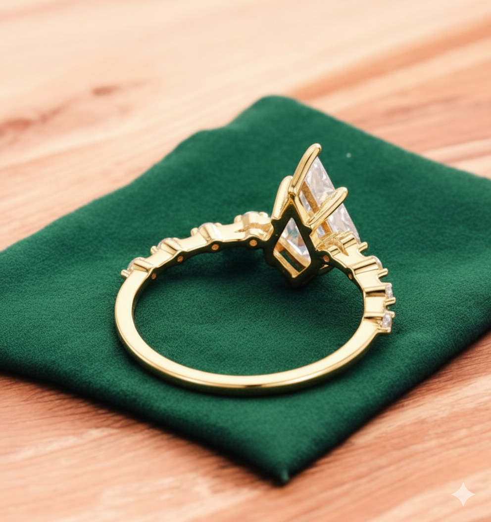 1.120 ct Kite Cut Lab Grown Diamond Engagement Ring • Unique Rose Gold Vintage Bridal Ring