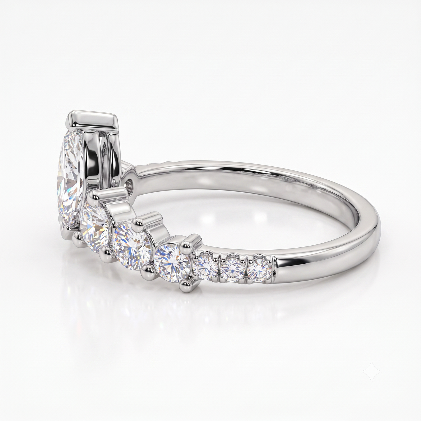 0.20 ct Marquise Lab Grown Diamond Curved Wedding Band