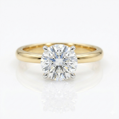 Certified 1.00 Ct Round Cut Solitaire Moissanite Diamond Engagement Ring 14k Gold
