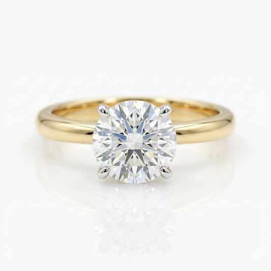 Certified 1.00 Ct Round Cut Solitaire Moissanite Diamond Engagement Ring 14k Gold