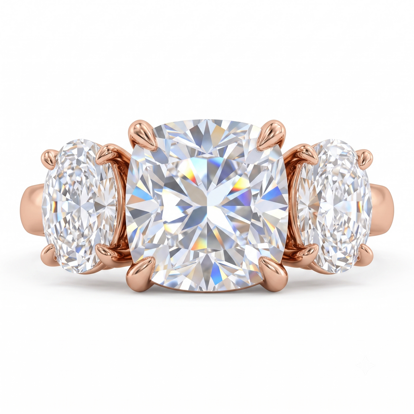 1.5tw Old Mine Cushion Cut Lab-Grown Three Stone Engagement Ring