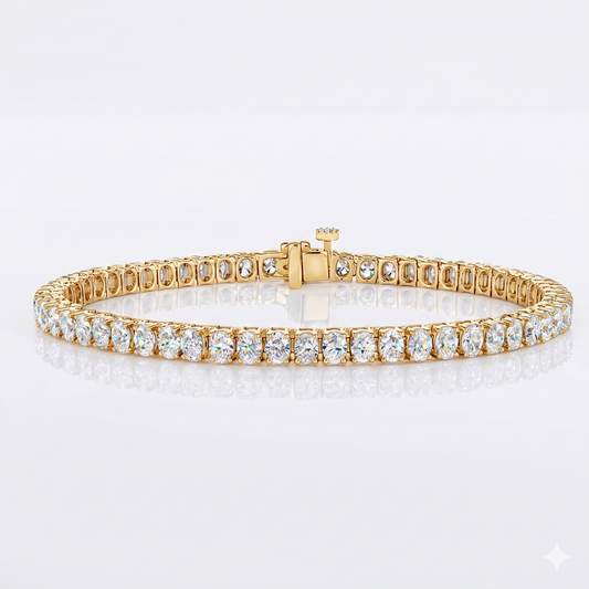 12.25ct. Oval Cut Natural Diamond Tennis Bracelet In 14k White Gold 7"