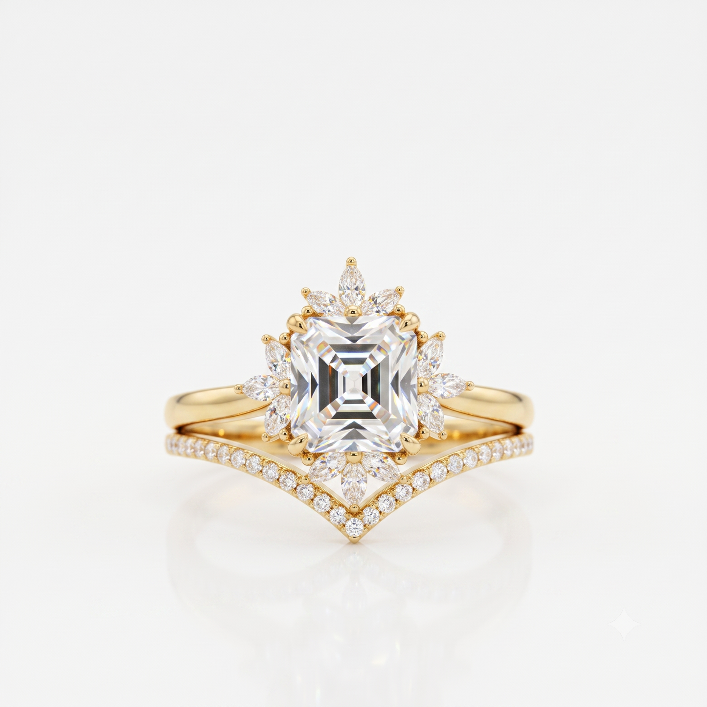 1.50 Ct Asscher Cut Lab-Grown Engagement Ring Set