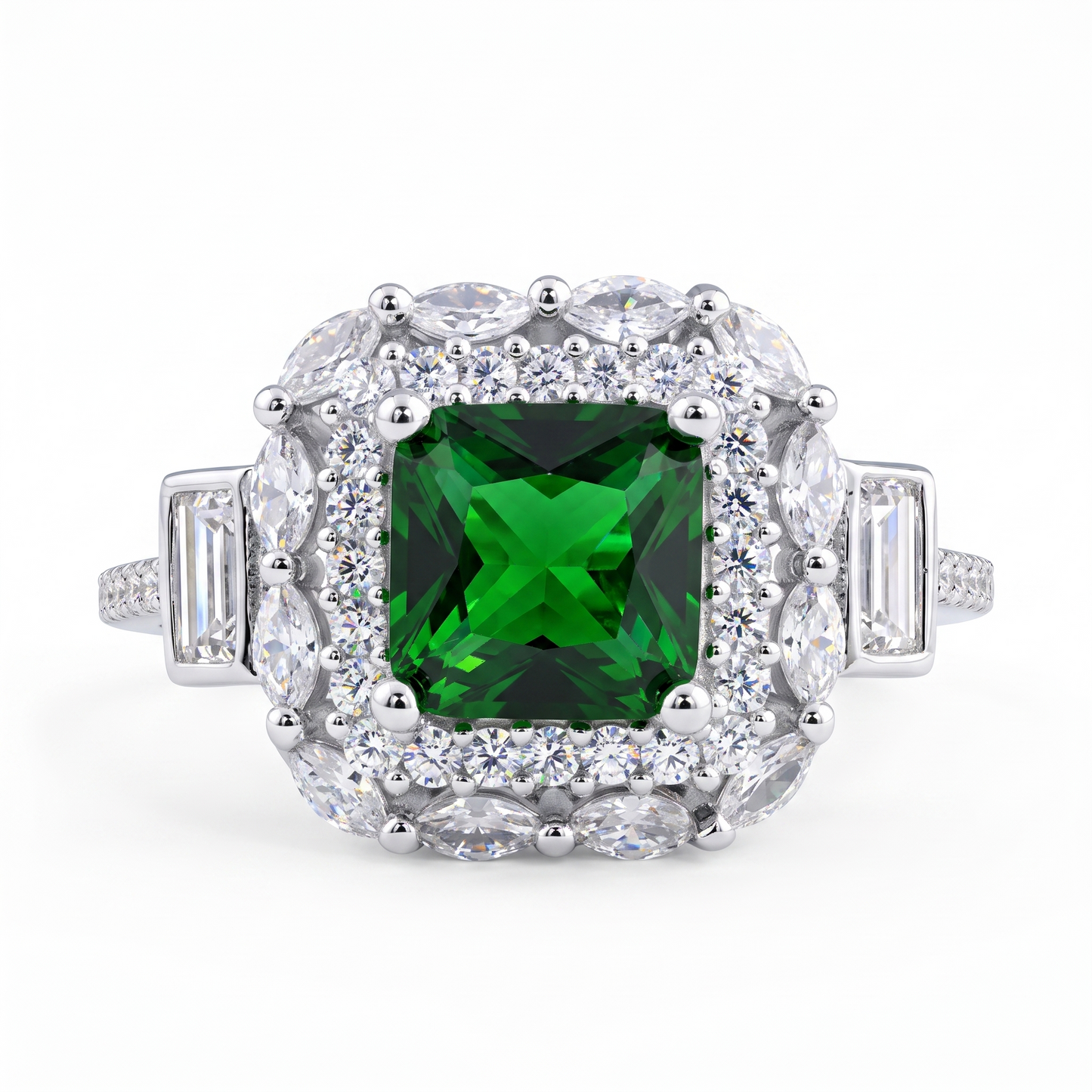 Cushion Cut Emerald Ring