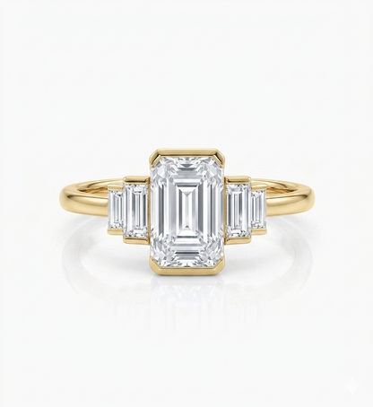 1.50 ct Five Stone Emerald Cut Lab Grown Diamond Engagement Ring