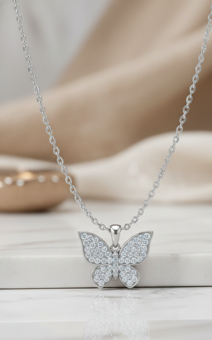 0.30 Ct Lab Grown Diamond Butterfly Pendant Necklace