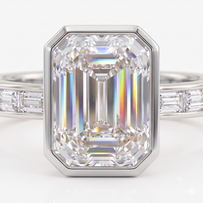 2.00ct Emerald cut Natural Diamond Solitaire Engagement Ring