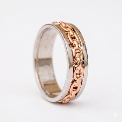 14k & 18K Two Tone gold his and her chain wedding rings