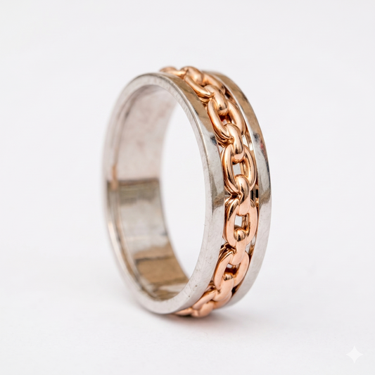 14k & 18K Two Tone gold his and her chain wedding rings