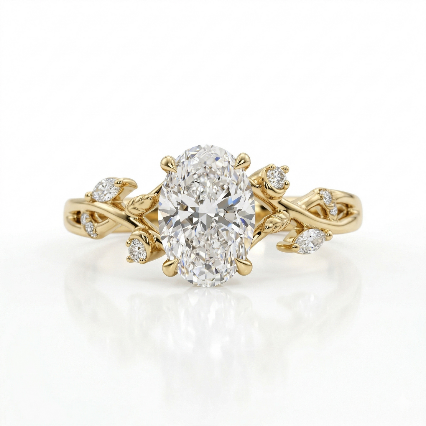 2.060 ct Oval Lab Grown Diamond Nature Inspired Vine Ring